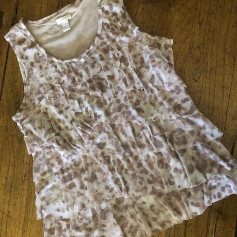 Women's Chico's Cream & Taupe Print Top 2, US Size (12/14 - L)